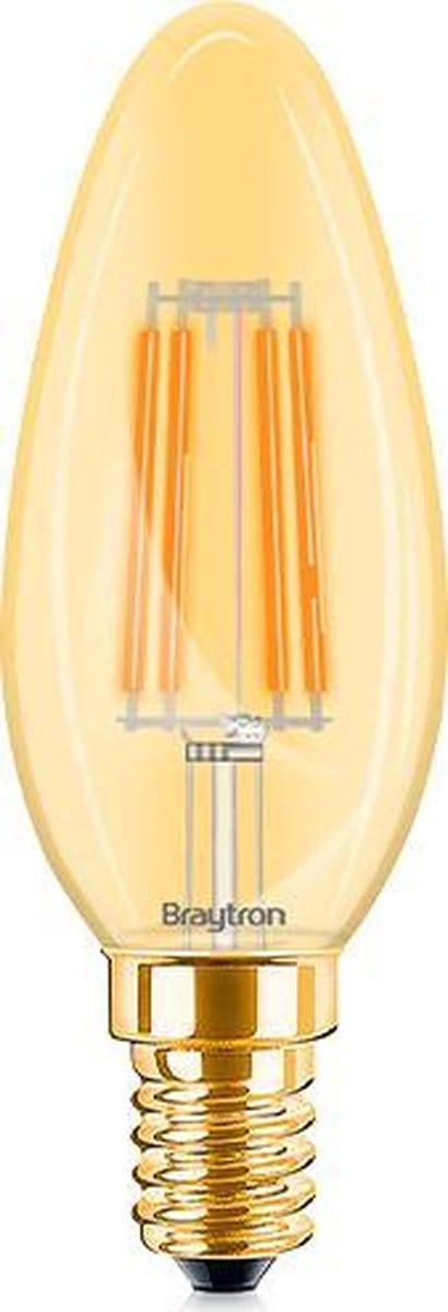 Braytron - LED Filament Lamp - E14 C35 - 4W 360lm - 2200K Extra warm wit | Dimbaar