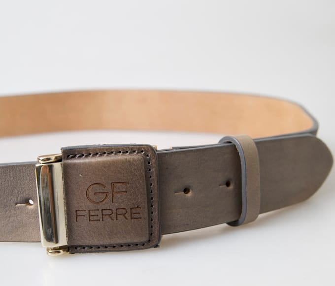 GF Ferre Bruin Leren Mode Logo Gesp Tailleband