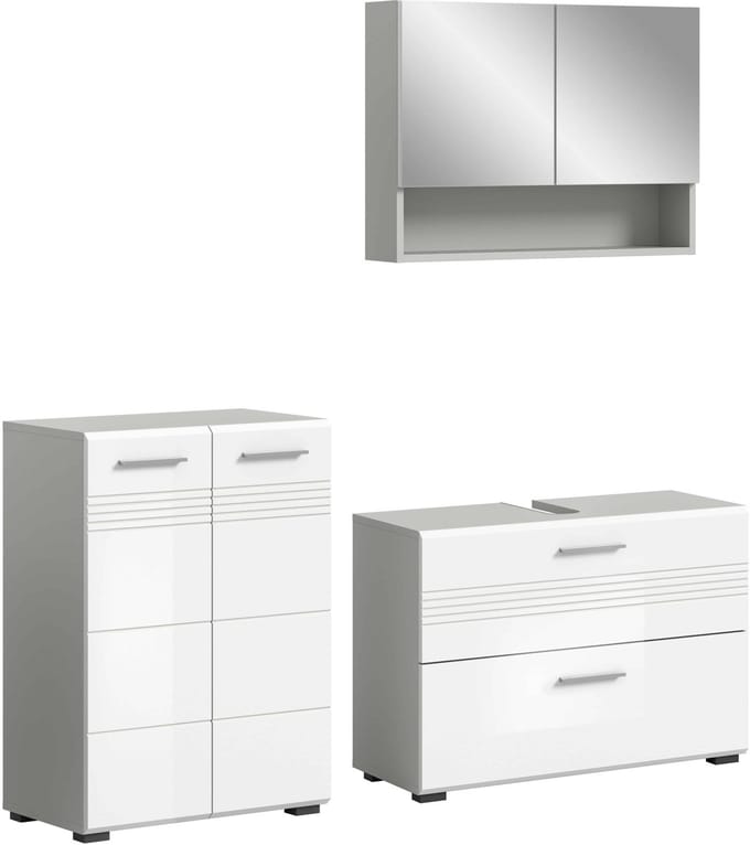 Copa badkamercombinatie wit hoogglans MDF TZ lichtgrijs NB - 32x155x190cm