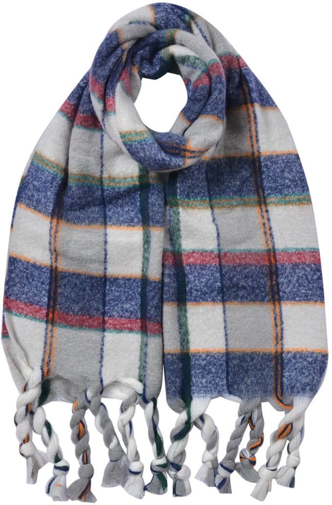 Clayre & Eef Wintersjaal Dames 50x200 cm Blauw Synthetisch