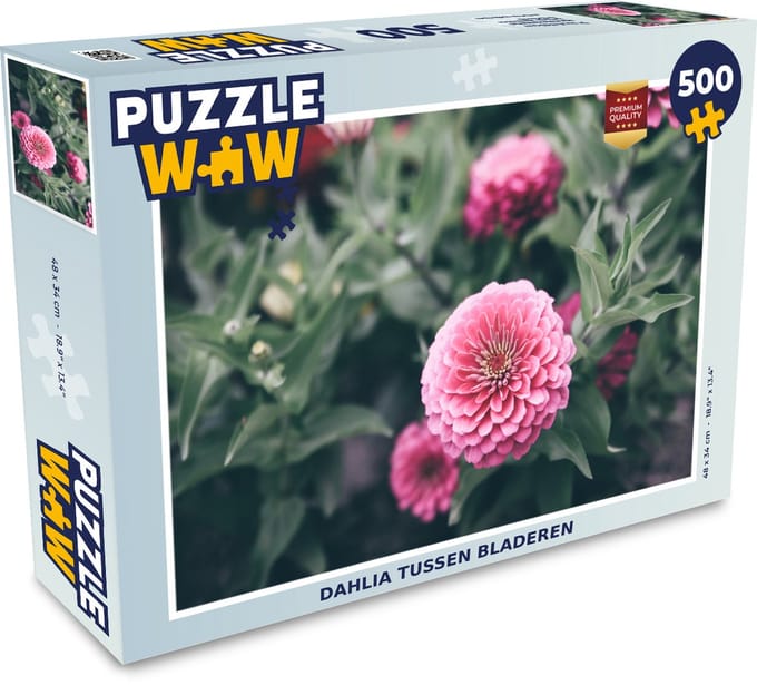 Puzzel Dahlia tussen bladeren - Legpuzzel - Puzzel 500 stukjes