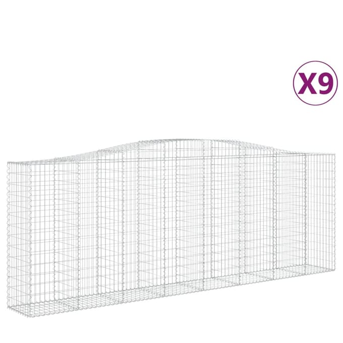 vidaXL - Schanskorven - 9 - st - gewelfd - 400x50x140/160 - cm - ijzer