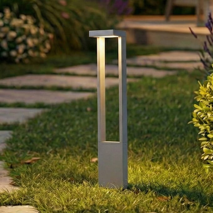 Lindby LED tuinpadverlichting Lonete, steengrijs, hoogte 65 cm, IP65
