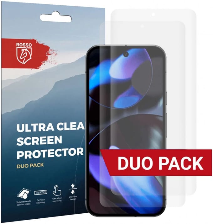 Rosso Screen Protector Geschikt voor Google Pixel 9 Pro | Ultra Clear Duo Pack | TPU Folie | Case Friendly Beschermfolie | 2 Stuks