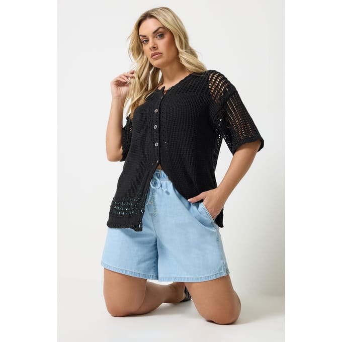 Yours Zwart Vest Met Open Steek Size 54-56