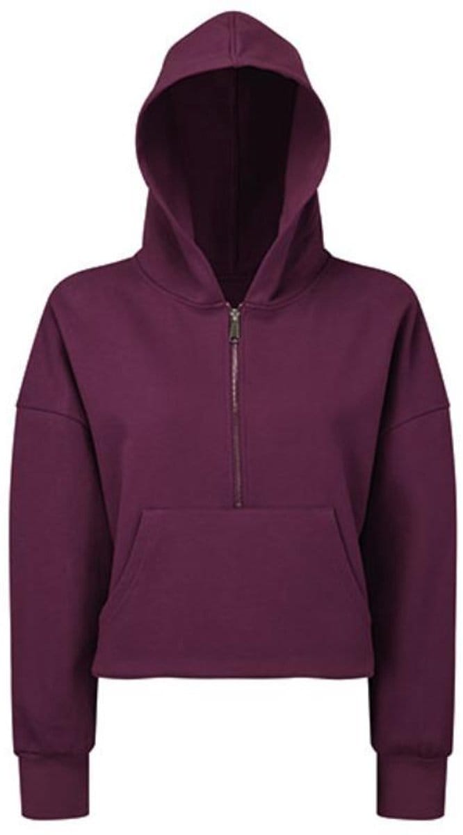 TriDri - Dames Hoodie met halve Rits - Mulberry maat S/M