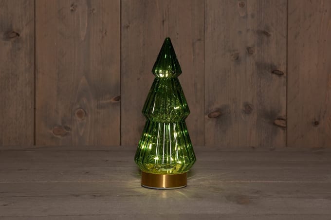 Anna's Collection - B.O.T. Tree Glass 10X23,5 cm Green With Golden...