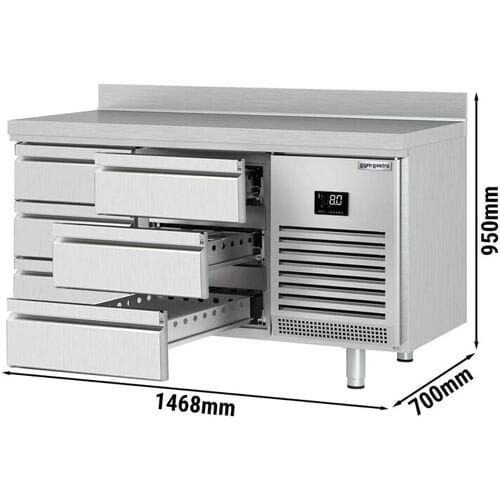 GGM Gastro Kühltisch Premium PLUS - 1468x700mm - 6 Schubladen - Aufkantung