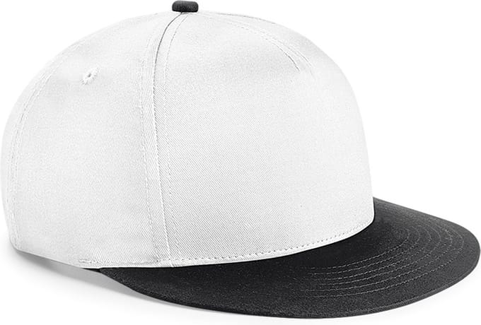 Beechfield Jeugd Unisex Retro Snapback Cap (Wit/zwart)