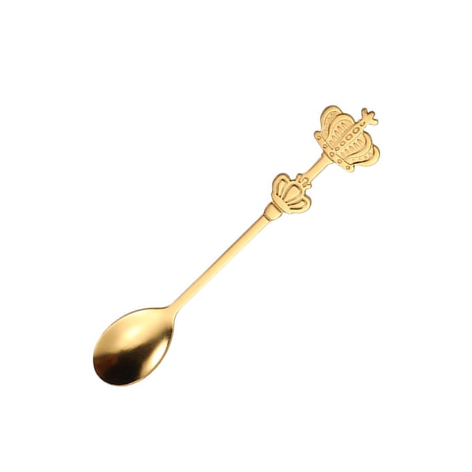 Kroonlepel Creatieve Gouden Roestvrijstalen Dubbele Kroon Koffielepel voor Cake Thee IJs beige
