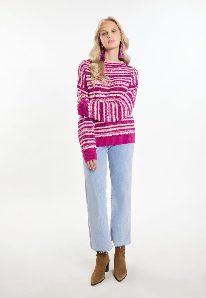 IZIA Jumper Dames Bessenroze veelkleurig