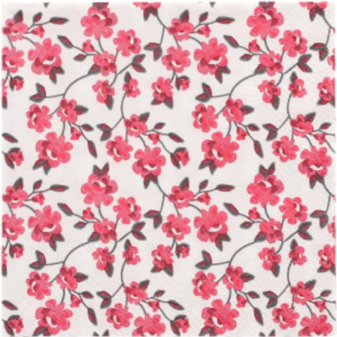 14x 20 Servetten 3-laags 1/4 vouw 25 cm x 25 cm fuchsia Milleflora