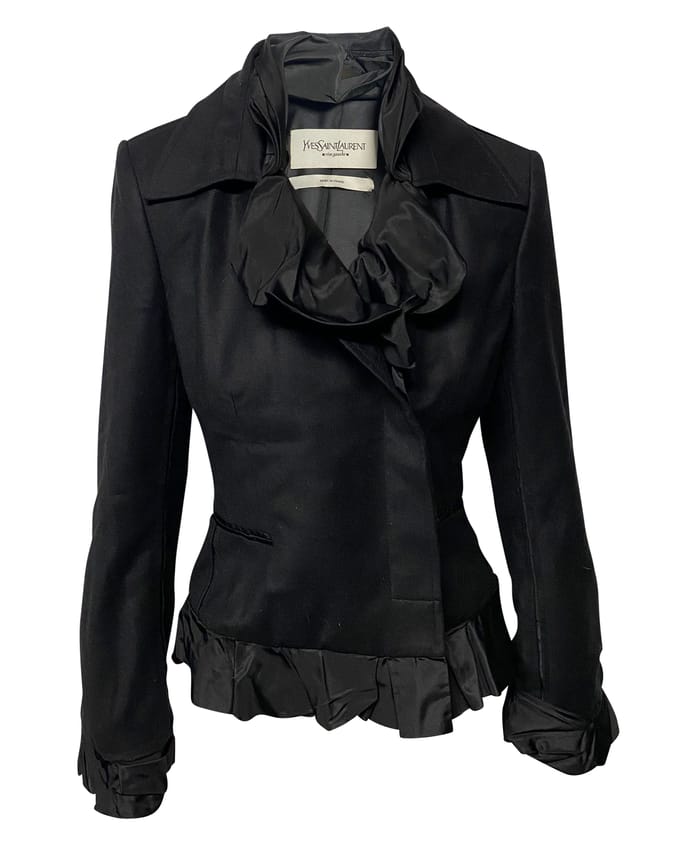 Yves Saint Laurent Rive Gauche Avondblazer in Zwarte Wol