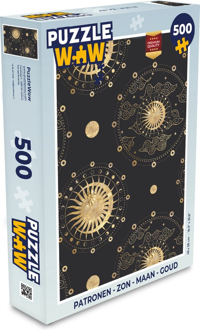 Puzzel Patronen - Zon - Maan - Goud - Legpuzzel - Puzzel 500 stukjes