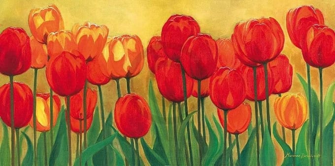 Kunstdruk Marianne Bernhardt - Frühlingsgarten 100x50cm