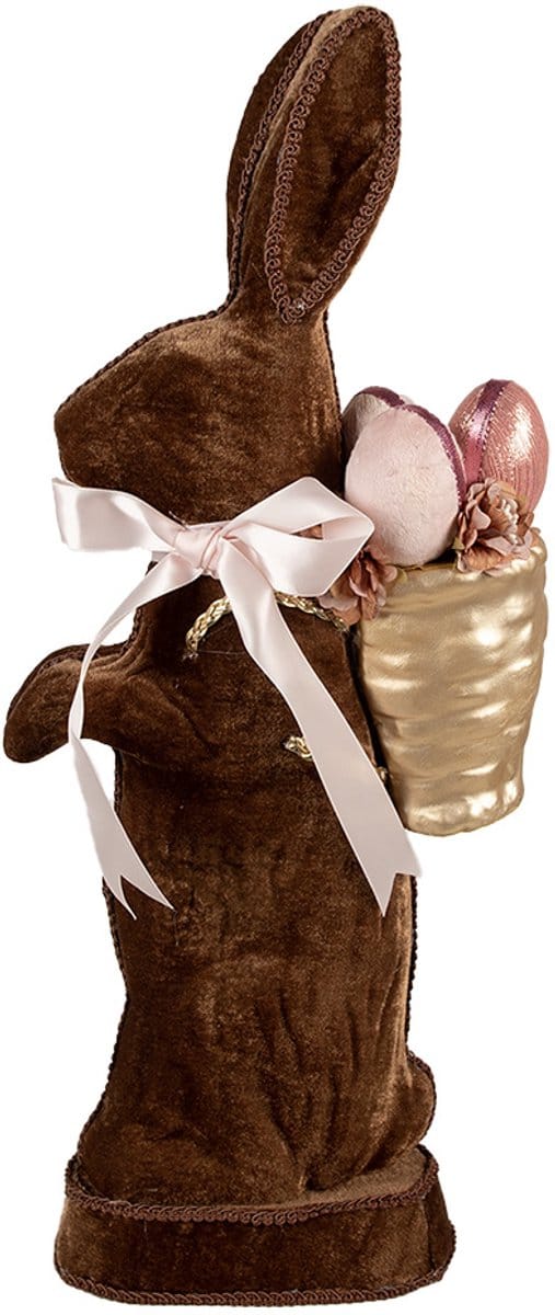 Clayre & Eef Decoratie Beeld Konijn 22x9x52 cm Bruin Textiel