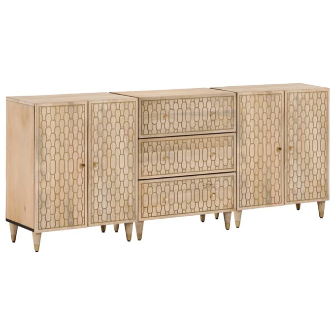 vidaXL - Bijzetkasten - 3 - st - 60x33x75 - cm - massief - mangohout