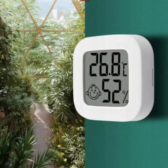 Azaris - Mini Weerstation Binnen - Thermometer en Hygrometer - Compact - Drie Bevestigingsopties - Batterij CR2032