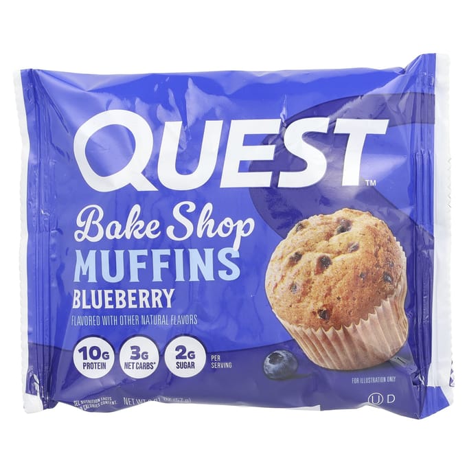 Quest Nutrition, Bake Shop Muffins, Blauwe Bes, 4 pakjes, 57 gram (57 gr) elk