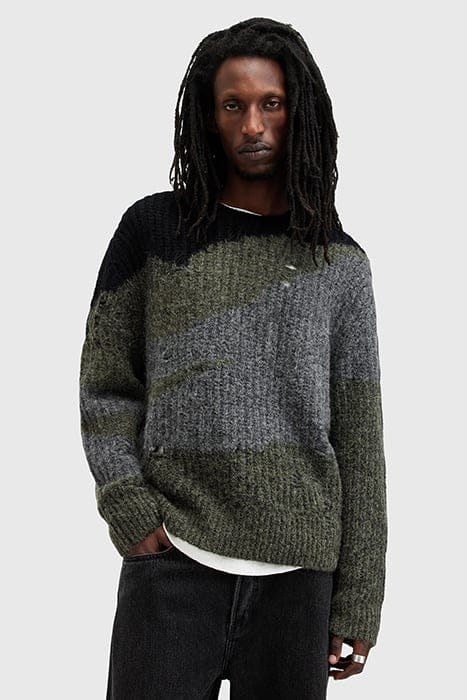 AllSaints Sur Crew Green/black Maat: XL | Sweaters Outlet | Heren | Zwart