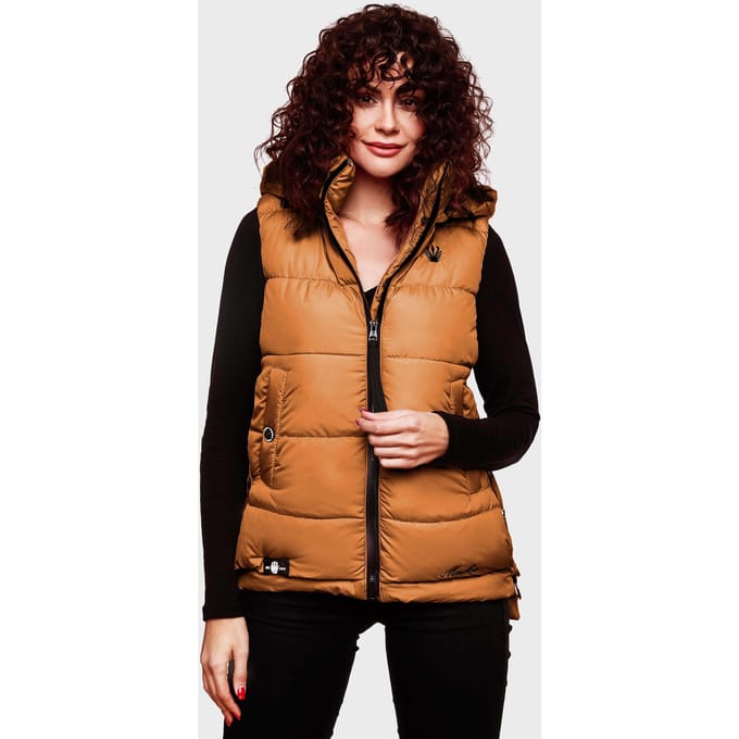 Marikoo dames gewatteerd vest – Zarinaa, licht met afneembare capuchon