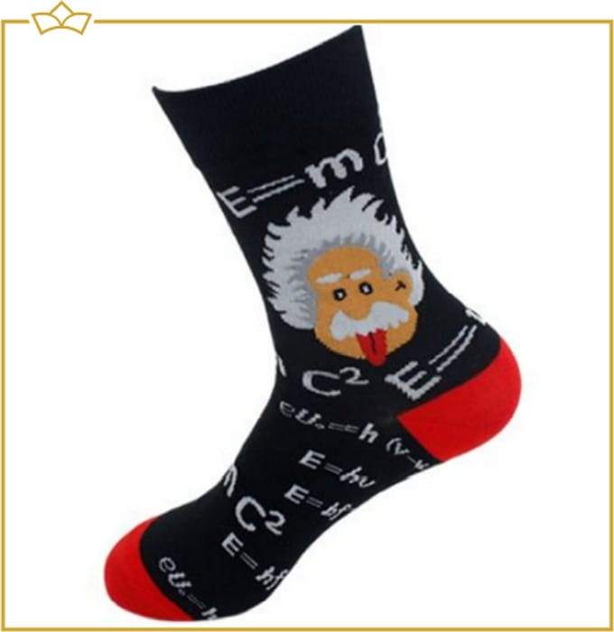 ATTREZZO® Grappige sokken - Albert Einstein - Maat 43-47 - Zwart