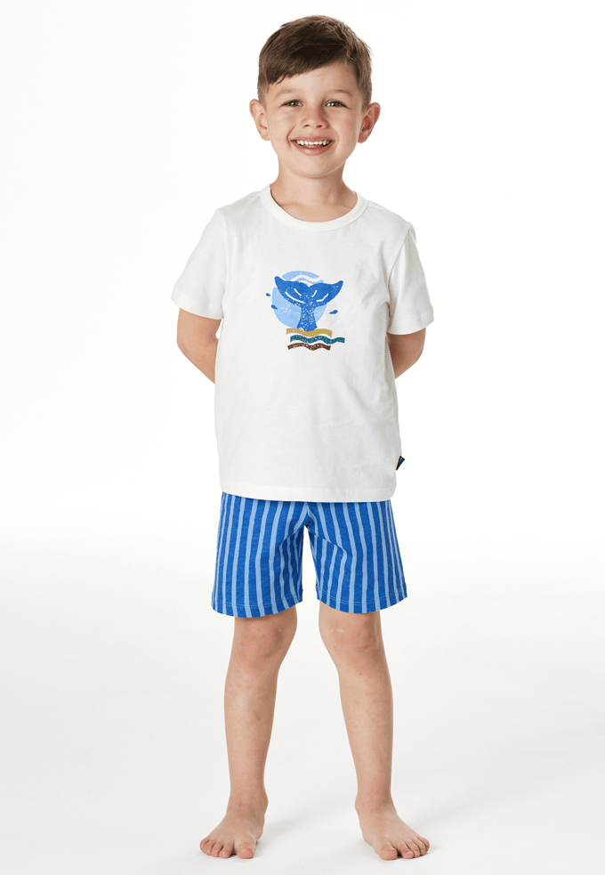 Korte pyjama met strepen, off-white - Kids Nightwear 92