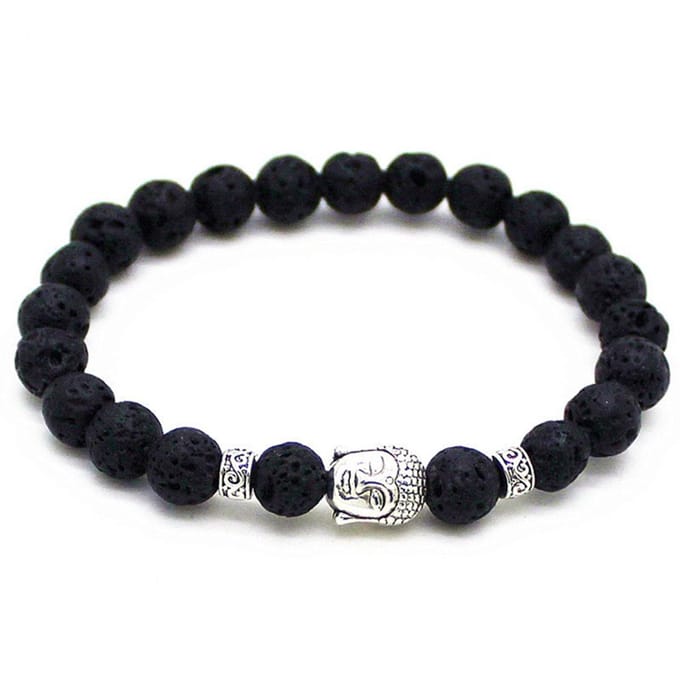 Memphis kralen armband Lavasteen Buddha Zilverkleurig