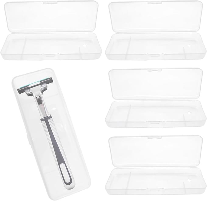 Scheerdoosjes - Scheermes etui - Scheermes opbergen - Ademende bodem - 14.5 cm - Wit Transparant