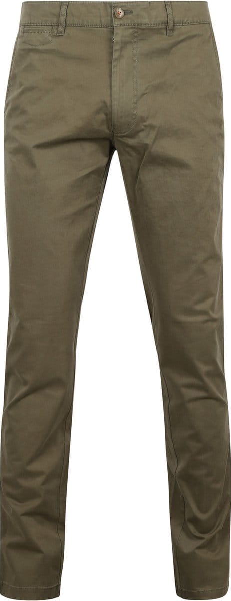 Suitable Chino broek Plato Olijfgroen - Maat 48 - Heren - Mannen broeken