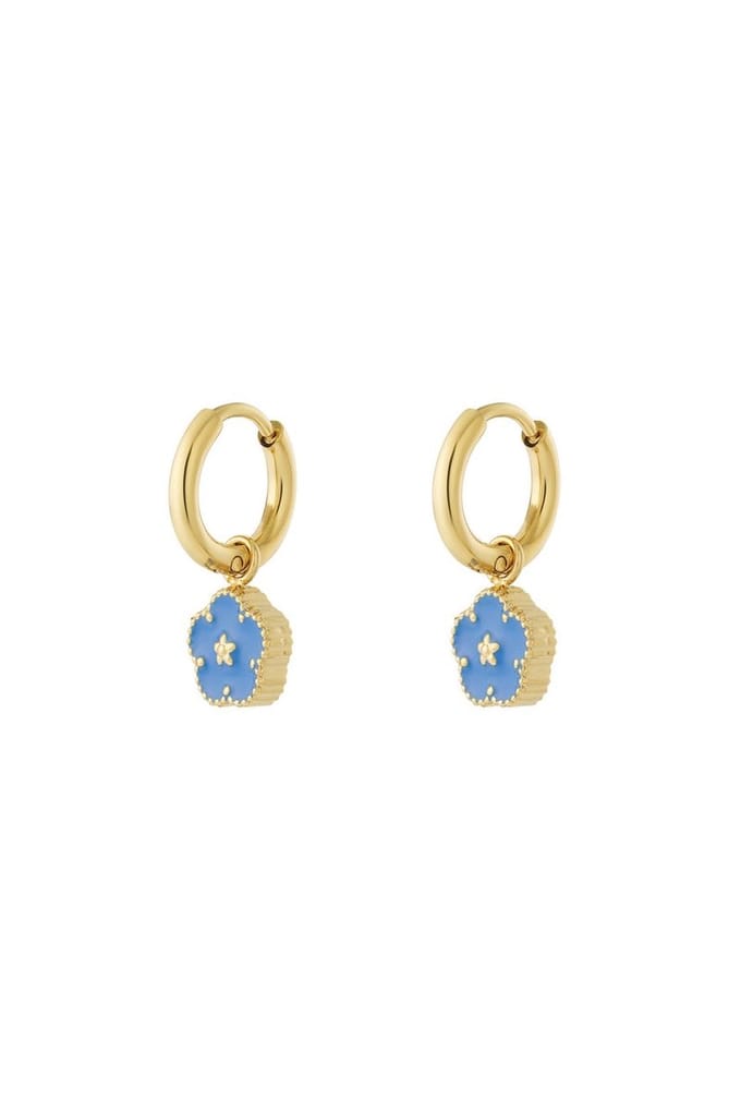 Bijoutheek Oorhangers Bloem Geribbeld Blauw