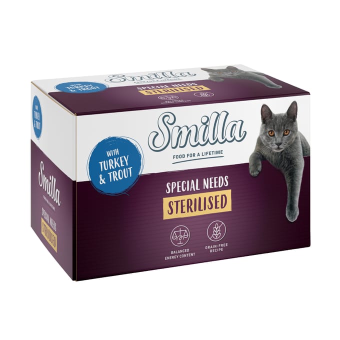 24x100g Kalkoen met Forel Smilla Sterilised Kattenvoer nat