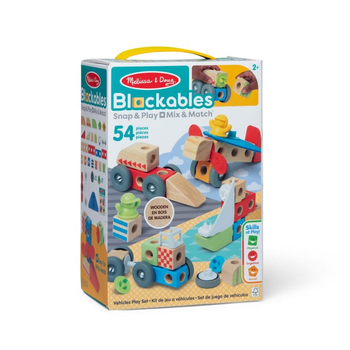 Spinmaster Melissa & Doug - Blockables Vehicles Play Set (54st) Baby- en peuterspeelgoed Badspeelgoed Houten speelgoed