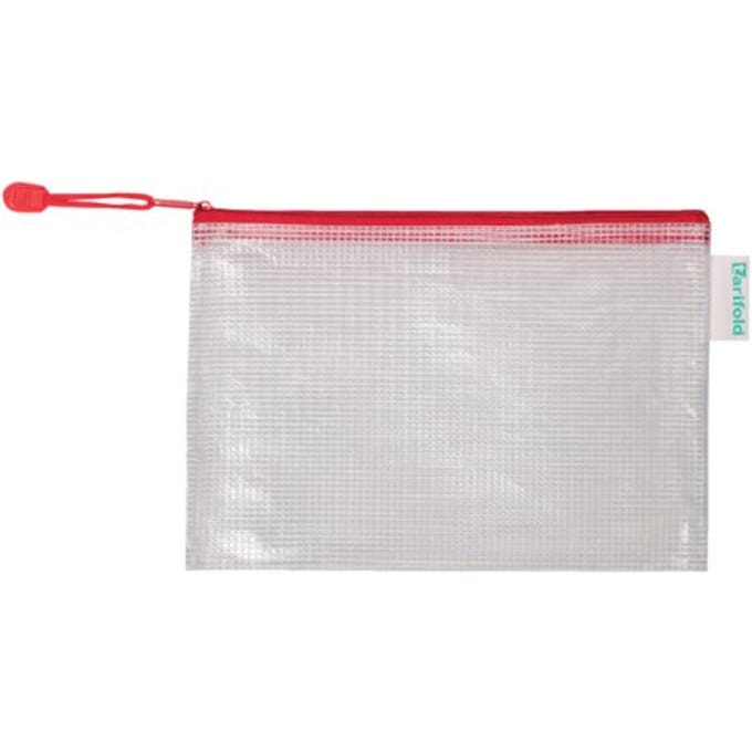 Opbergtas Tarifold met rits 235x165mm PVC rood