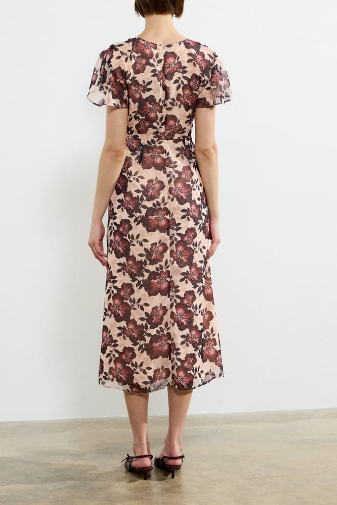 French Connection Elyse S/s Tea Dress Cream Multi Größe: 6 | Midikleider Outlet | Damen | Weiß
