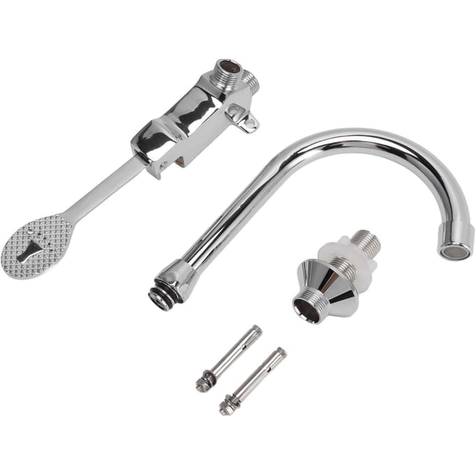 Voetpedaal Kraanset RVS Handsfree Zilver Contactloos Vloermontage Voetbediening Water gray