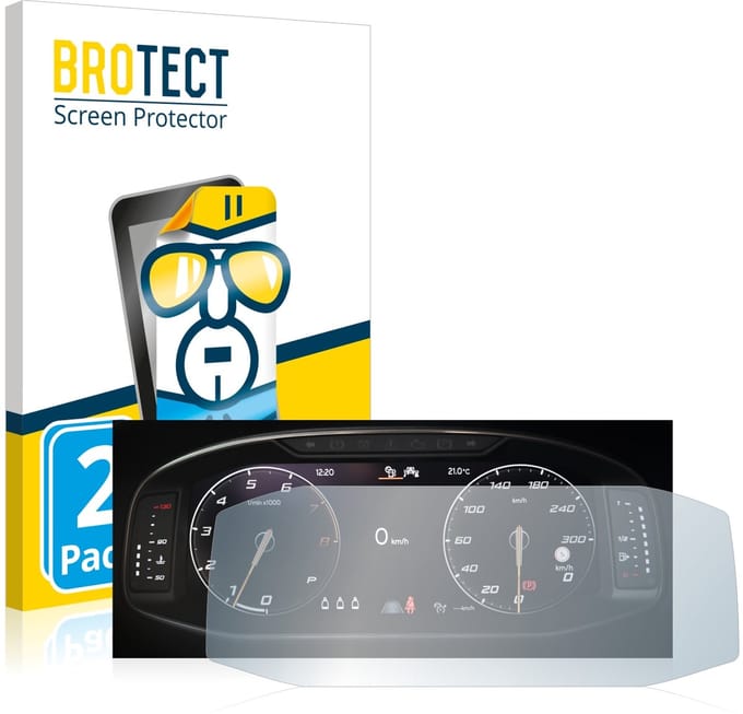 BROTECT - Screenprotector voor Seat Ateca Facelift 10.25" Snelheidsmeter - Folie Beschermfolie transparant 2 Stuks