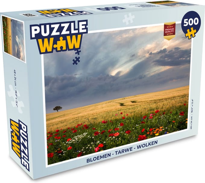 Puzzel Bloemen - Tarwe - Wolken - Legpuzzel - Puzzel 500 stukjes