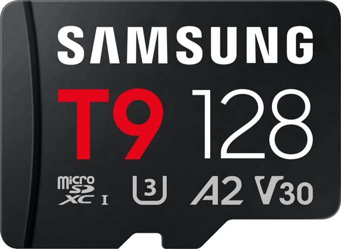 Samsung T9 microSDXC-kaart Retail 128 GB UHS-I U3, A2 Application Performance Class, Class 10, v30 Video Speed Class Incl. USB-kaartlezer