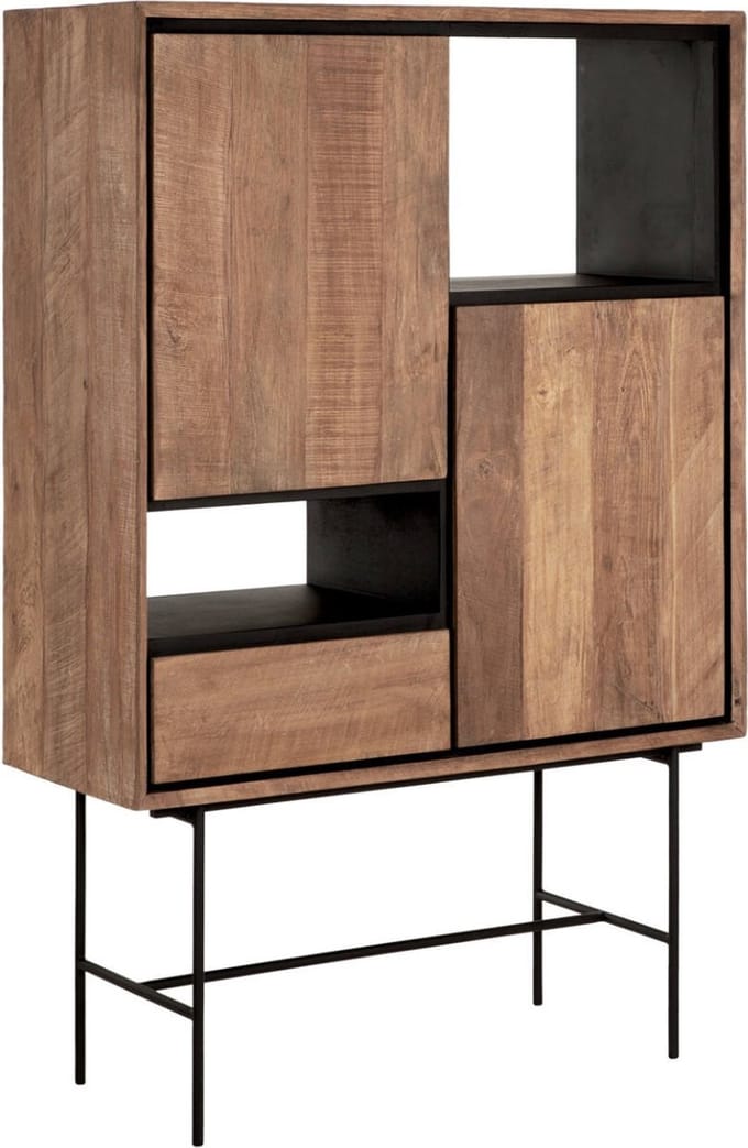 24Designs Metropole Boekenkast Laag – B100 X D40 X H150 Cm - Teakhout