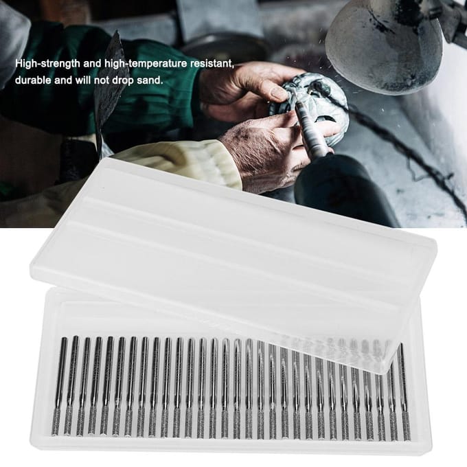 30 stuks 2,5 mm Cilindrisch Platte Diamantpunt Slijpnaald Power Grinder Carving Tools voor Jades