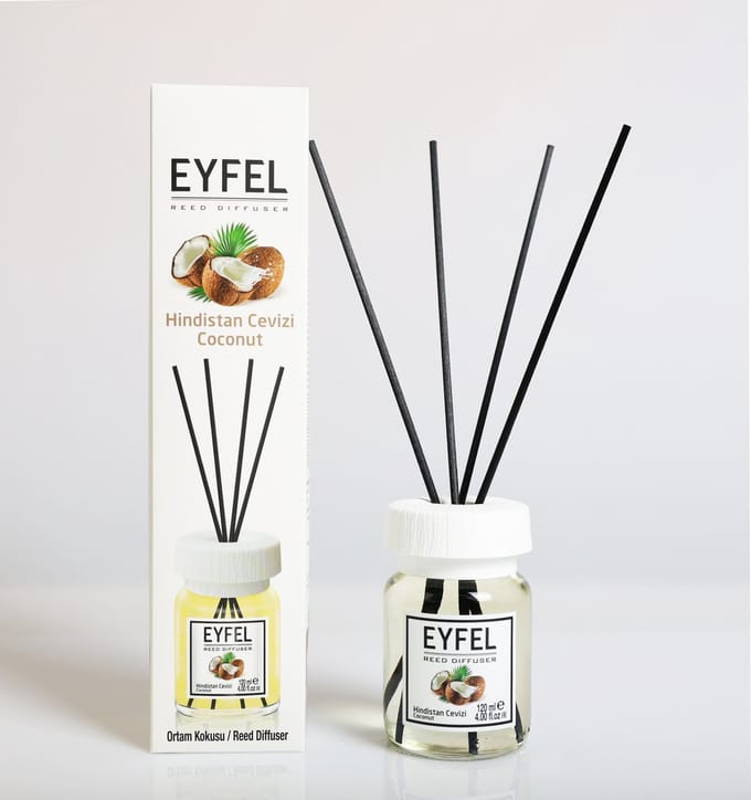 EYFEL - REED DIFFUSER - GEURSTOKJES - HUISPARFUM - COCONUT - 120ML