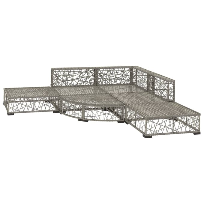 vidaXL - 6-delige - Loungeset - met - kussens - poly - rattan - grijs