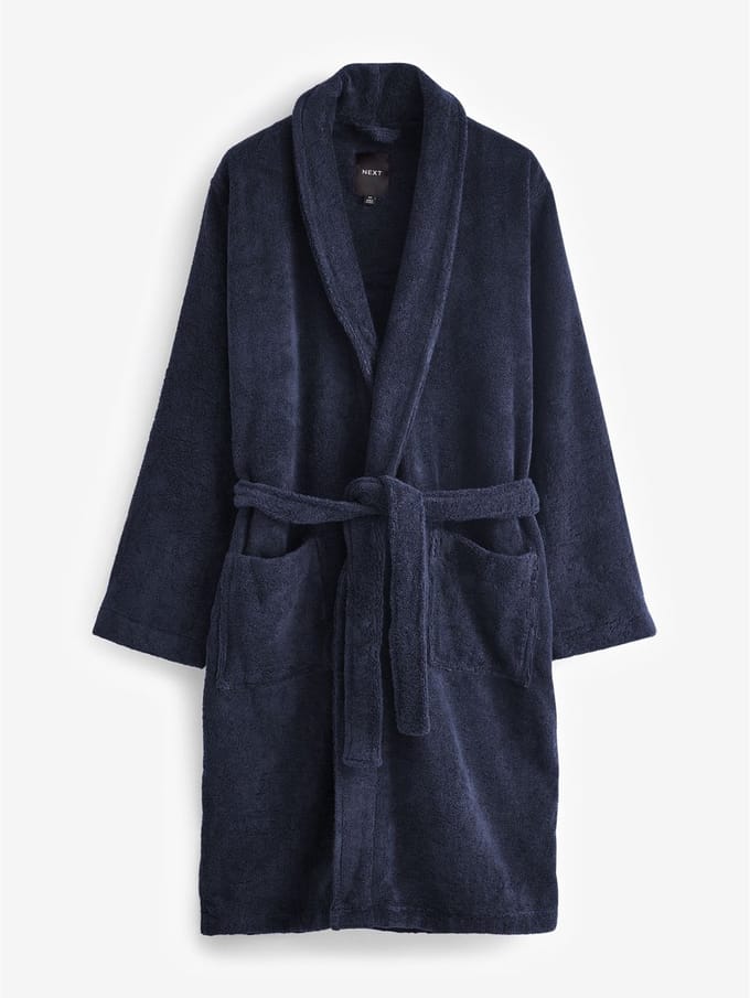 Next - Heren - Katoenen kamerjas van badstof - Blauw
