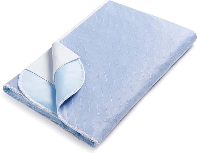 Absorberende Bed Onderlegger blauw 85 x 90 cm - Met instopstrook