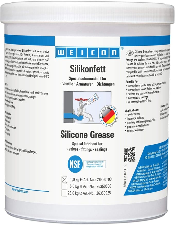WEICON Siliconenvet 26350100 – 1 kg Transparant Smeermiddel