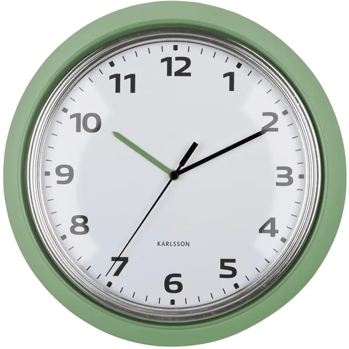 Karlsson Wandklok Modern Retro - Groen - Ø34cm - Wandklok Retro