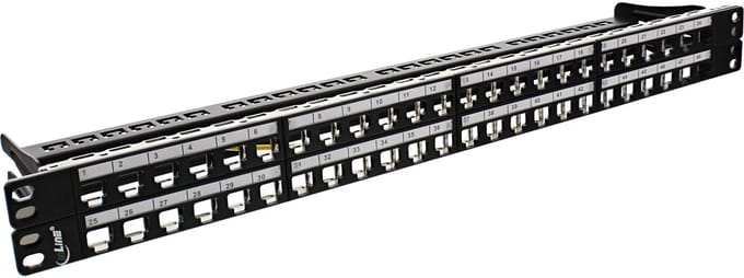 InLine® Patch panel lege plaat 48-voudig,voor RJ45 Keystone Snap-In 19/1U,zwart