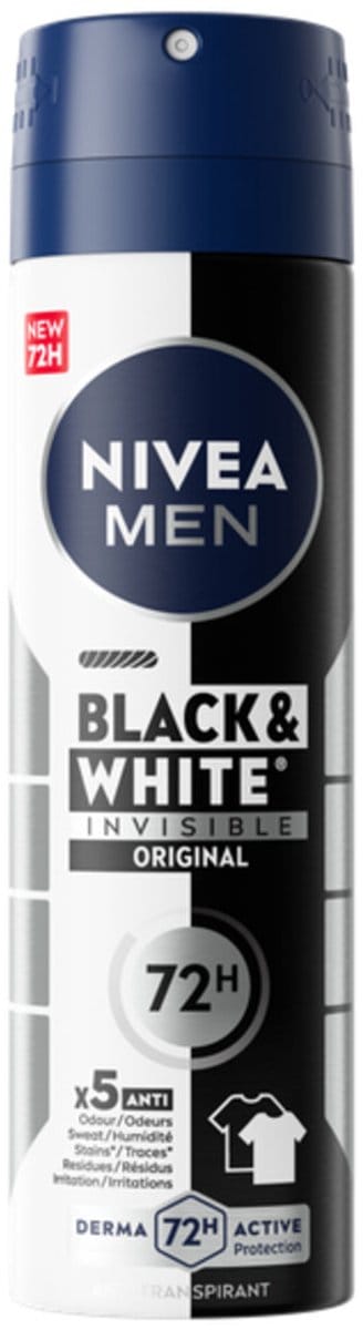 NIVEA Men - Deodorant Spray Invisible for Black & White - 3 x 150 ml - Voordeelverpakking