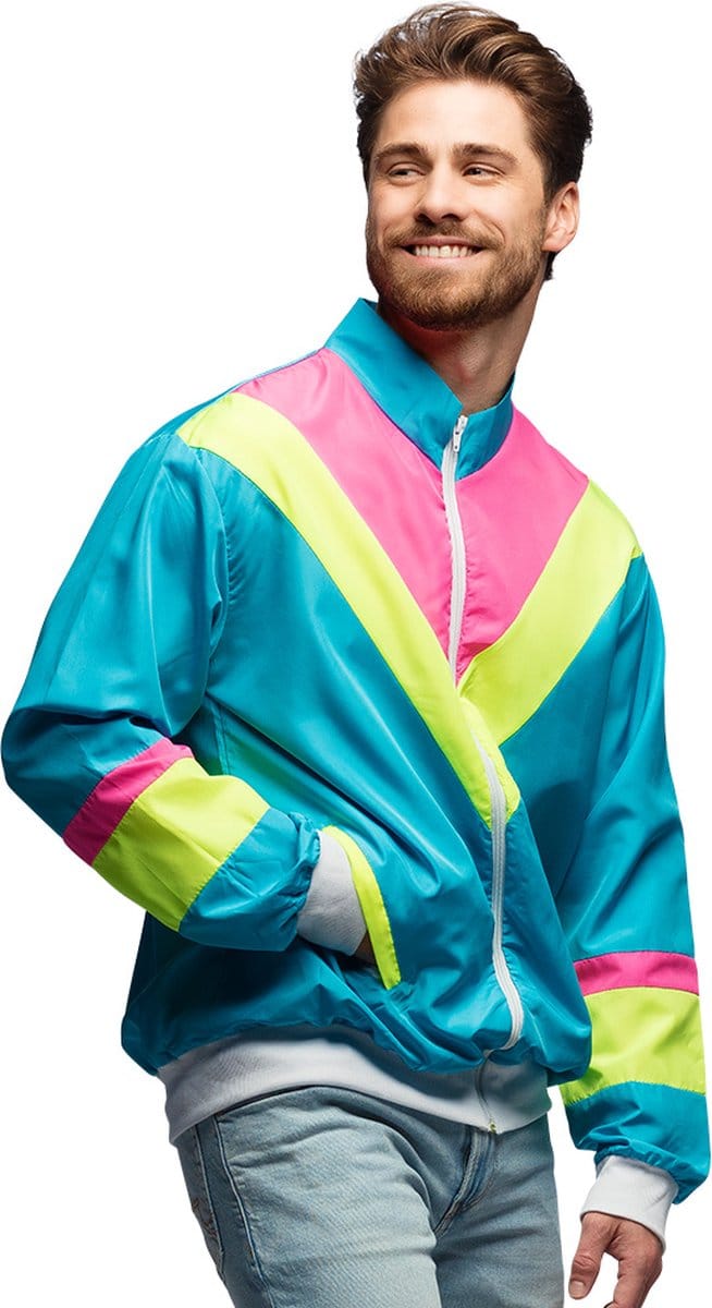 Boland - Trainingsjasje Retro dude neonblauw (L) - Volwassenen - -